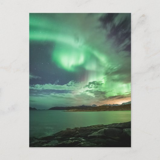 Grüne Nordlichter Postkarte (Vorderseite)