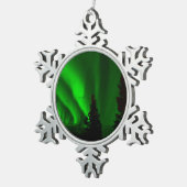 Grüne Nordlichter Schneeflocken Zinn-Ornament (Rechts)