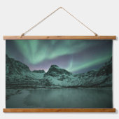 Grüne Nordlichter Wandteppich Mit Holzrahmen (Vorne)