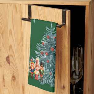 Grüne Nutcrackers Weihnachtsbaum Geschirrtuch
