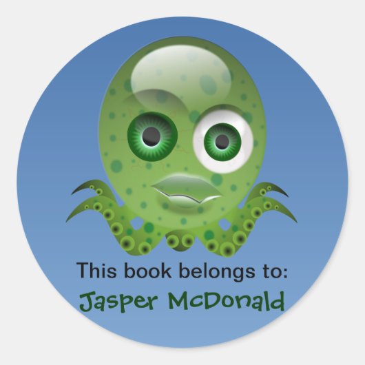 Grüne Octopus-Personalisierte Etiketten Runder Aufkleber (Vorderseite)