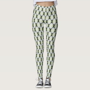 Grüne Ogees auf Schwarz Leggings