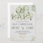 Grüne Oh Babydusche Einladung (Vorne/Hinten)