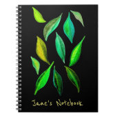 Grüne Öko Blätter Aquarellmalblätter Notizblock (Vorderseite)