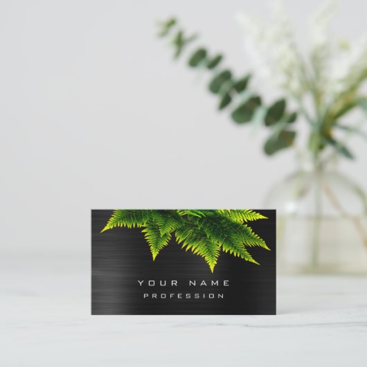 Grüne Ökonomie Fern Bio Burgund Metallic Black Visitenkarte (Stehend Vorderseite)