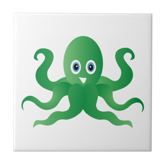 Grüne Oktopie Fliese (Vorderseite)