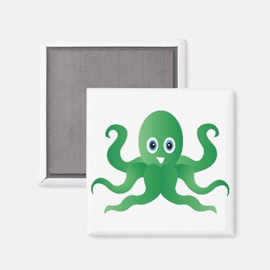 Grüne Oktopie Magnet (Vorderseite/Rückseite)