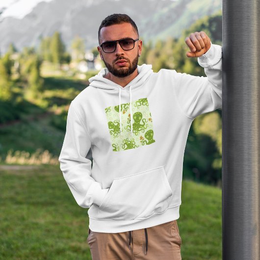 Grüne Oktopoden mit Blume Hoodie