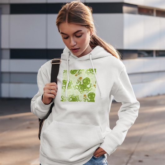 Grüne Oktopoden mit Blume Hoodie