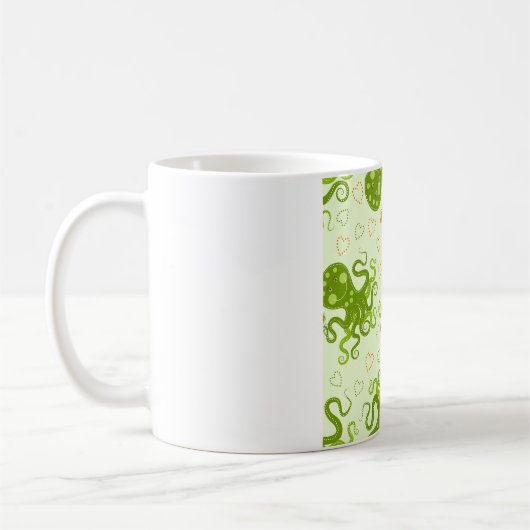 Grüne Oktopoden mit Blume Kaffeetasse (Links)