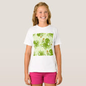 Grüne Oktopoden mit Blume T-Shirt (Vorne ganz)
