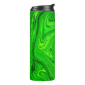 Grüne Ölfarbe abstrakt. Ölfarbe Thermosbecher (Nach links gedreht)