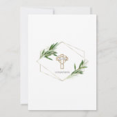 Grüne Olive Blätter Gold Erste Heilige Kommune Einladung (Rückseite)