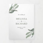 Grüne Olive-Blätter in einer Hochzeit Dreifach Gefaltete Einladung (Cover)