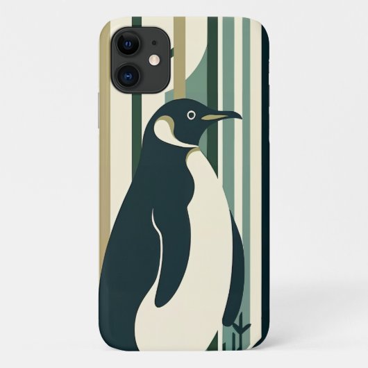 Grüne Olive Cream Pinguin Illustrationswald Case-Mate iPhone Hülle (Rückseite)