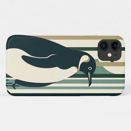 Grüne Olive Cream Pinguin Illustrationswald Case-Mate iPhone Hülle (Rückseite (Horizontal))