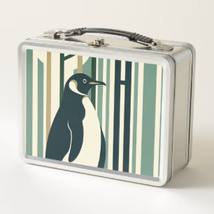 Grüne Olive Cream Pinguin Illustrationswald Metall Brotdose