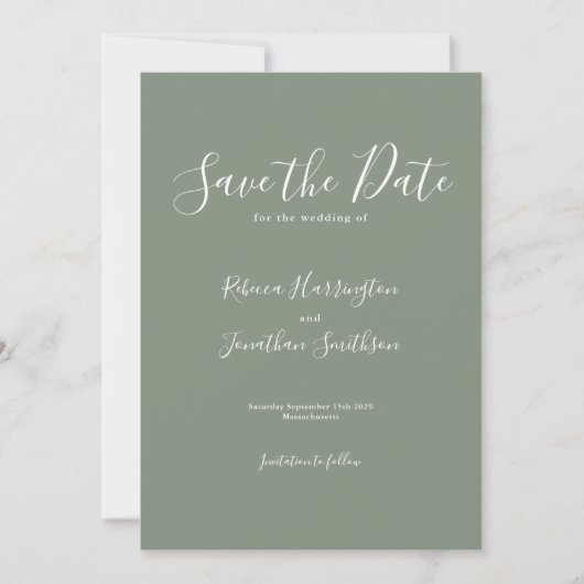 Grüne Olive-Hochzeit rettet den Termin Save The Date (Vorderseite)