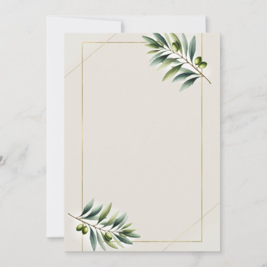 Grüne Olive Leaaf Bone White Gold Engagement Party Einladung (Rückseite)