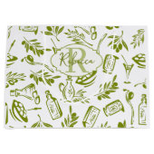 Grüne Olive Moderne Monogramm Name Schrift Wasserf Große Geschenktüte (Vorderseite)