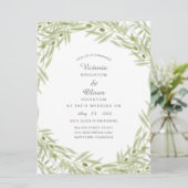 Grüne Olive-Niederlassung Hochzeitsfeierlichkeiten Einladung (Stehend Vorderseite)