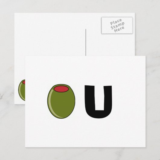 Grüne Olive Postkarte (Vorne/Hinten)