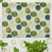 Grüne Olive Sketch Zeichnend Muster Geschirrtuch (Gefaltet)