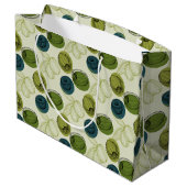 Grüne Olive Sketch Zeichnend Muster Große Geschenktüte (Rückseite Schrägansicht)