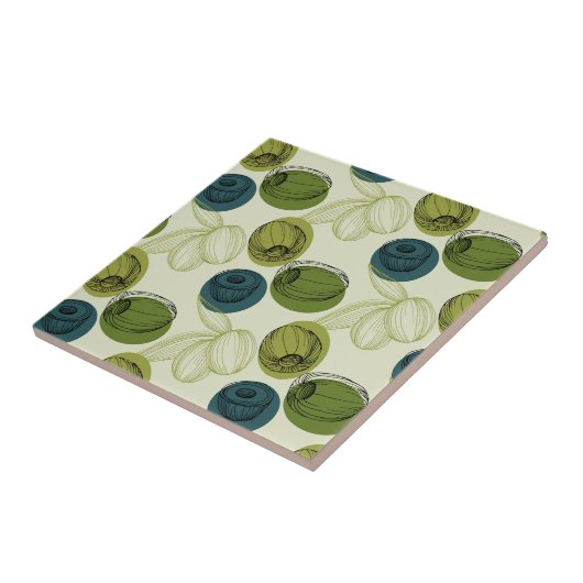 Grüne Olive Sketch Zeichnend Musterküche Fliese (Seite)