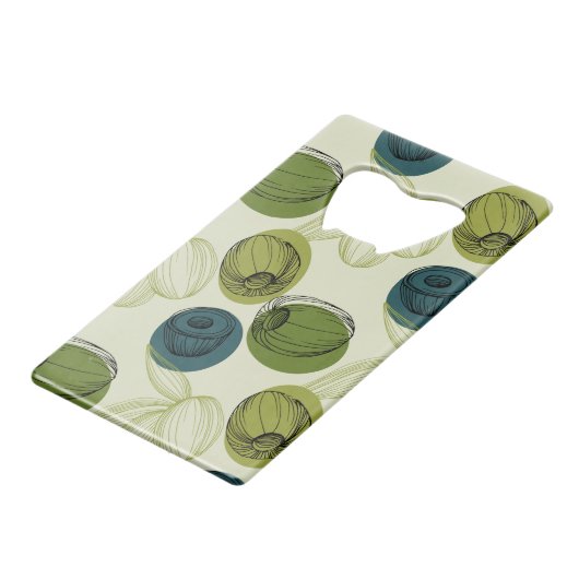 Grüne Olive Sketch Zeichnend Musterküche Geldbeutel Flaschenöffner (Vorderseite Schrägansicht)