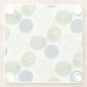 Grüne Olive Sketch Zeichnend Musterküche Glasuntersetzer (Rückseite)