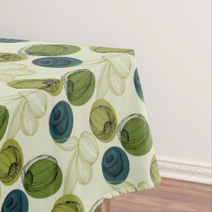 Grüne Olive Sketch Zeichnend Musterküche Tischdecke