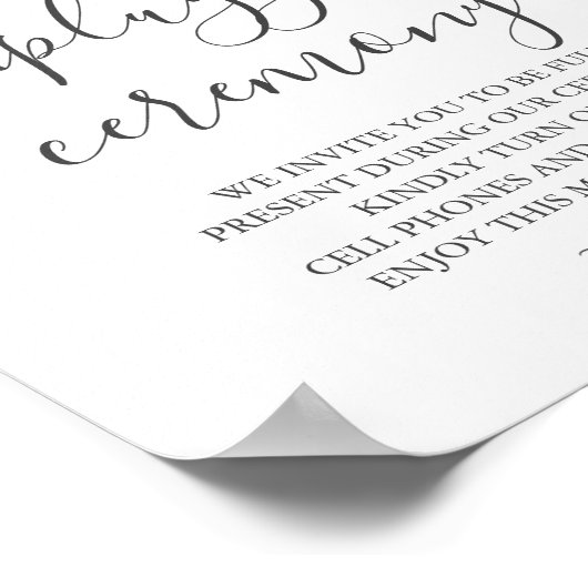 Grüne Olive Unplugged Wedding Sign Poster (Ecke)