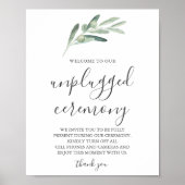 Grüne Olive Unplugged Wedding Sign Poster (Vorne)