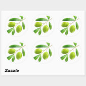 Grüne Oliven auf einem Ast Runder Aufkleber (Blatt)