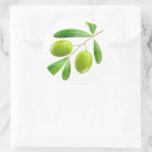 Grüne Oliven auf einem Ast Runder Aufkleber (Tasche)