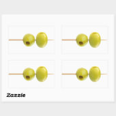 Grüne Oliven auf einem Spieß Rechteckiger Aufkleber (Blatt)