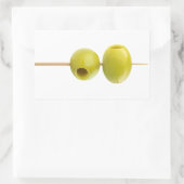 Grüne Oliven auf einem Spieß Rechteckiger Aufkleber (Tasche)