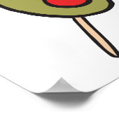 grüne Oliven auf einem Zahnstocher Poster (Ecke)