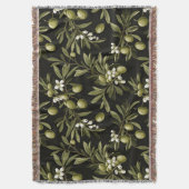 Grüne Oliven Blätter Schwarz Elegant Botanisch  Decke (Vorderseite Vertikal)