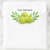 Grüne Oliven mit dekorativen Ästen Ovaler Aufkleber (Tasche)
