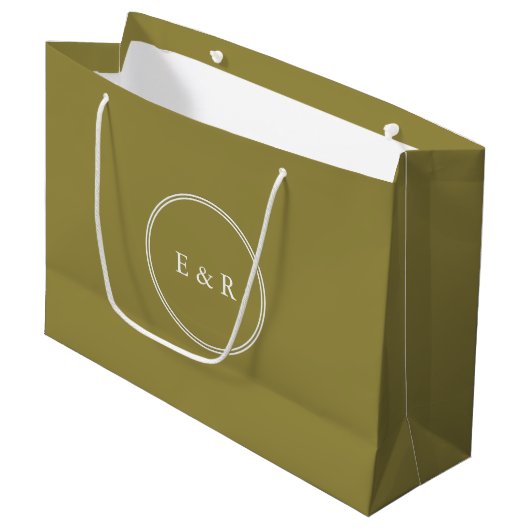 Grüne Oliven-Normallack-Trend Große Geschenktüte (Vorderseite Schrägansicht)