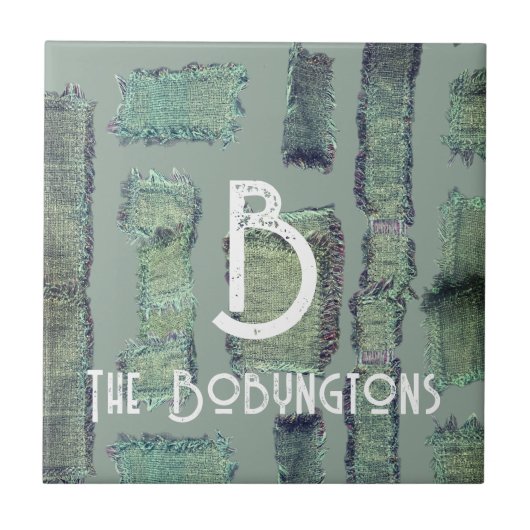 Grüne Oliven Pastellfarben Monogramm abstrakt mode Fliese (Vorderseite)