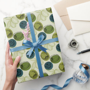 Grüne Oliven-Skizzen-Zeichnungsmuster Geschenkpapier