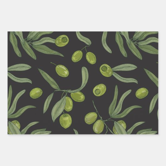 Grüne Oliven und Blätter (Vorderseite)