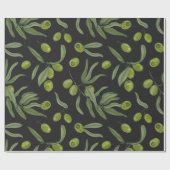 Grüne Oliven und Blätter Geschenkpapier (Flach)