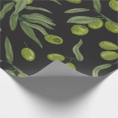 Grüne Oliven und Blätter Geschenkpapier (Ecke)