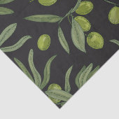 Grüne Oliven und Blätter Seidenpapier (Ausschnitt)