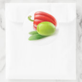 Grüne Oliven- und Glockenpfeffer Runder Aufkleber (Tasche)