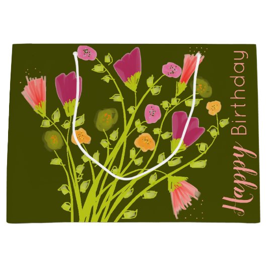 Grüne Oliven und Korallen Große Geschenktüte (Vorderseite)